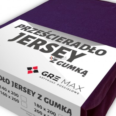 Prześcieradło JERSEY z gumką 180x200 Śliwka