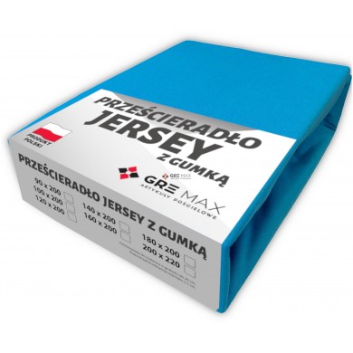 Prześcieradło JERSEY z gumką 180x200 Turkus