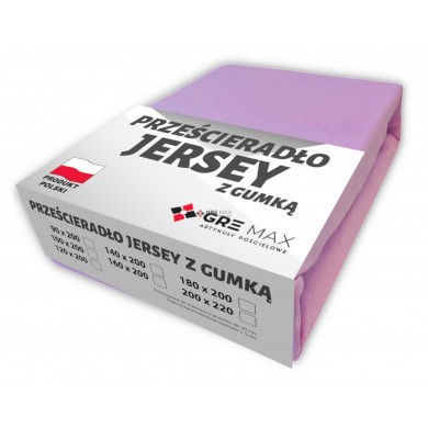 Prześcieradło JERSEY z gumką 220x200 Fiolet Jasny