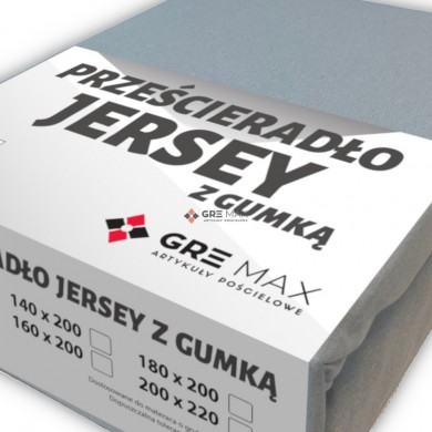 Prześcieradło JERSEY z gumką 220x200 Popiel Jasny