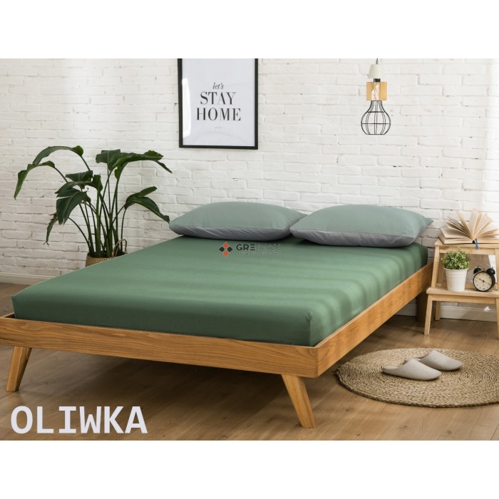 Prześcieradło JERSEY z gumką 90x200 Oliwka