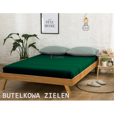 Prześcieradło JERSEY z gumką 90x200 Butelkowa zieleń