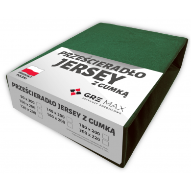 Prześcieradło JERSEY z gumką 180x200 Butelkowa Zieleń