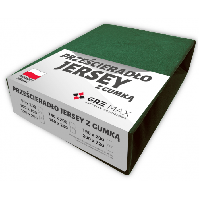 Prześcieradło JERSEY z gumką 180x200 Butelkowa Zieleń