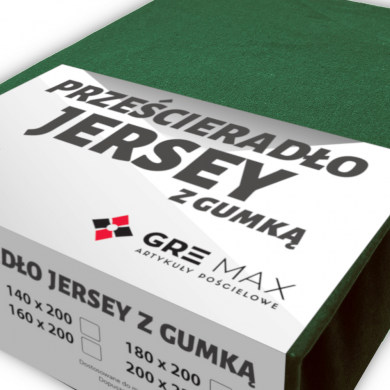 Prześcieradło JERSEY z gumką 220x200 Butelkowa Zieleń
