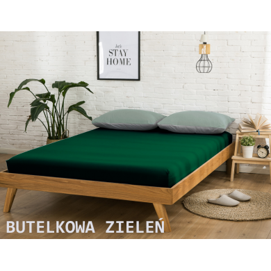 Prześcieradło JERSEY z gumką 160x200 Butelkowa Zieleń