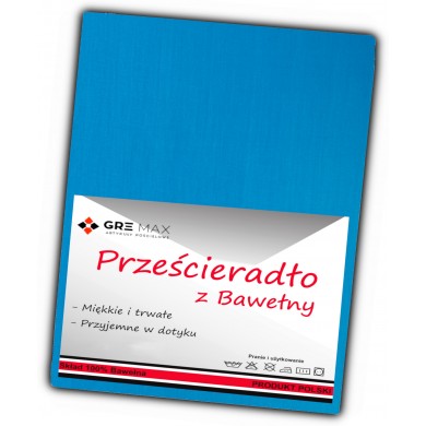 Prześcieradło bawełniane bez gumki 160x200 turkusowe