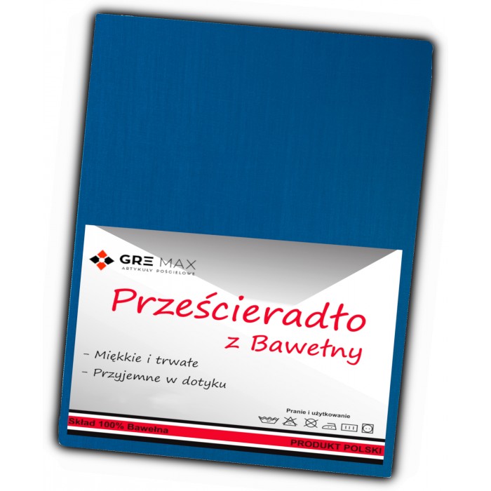 Prześcieradło bawełniane bez gumki 160x200 szafirowe