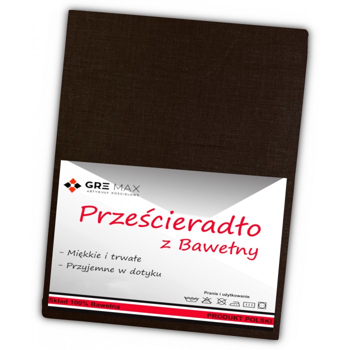 Prześcieradło bawełniane bez gumki 160x200 brązowe