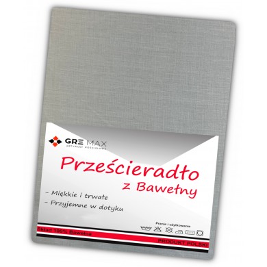 Prześcieradło bawełniane bez gumki 160x200 popiel jasny