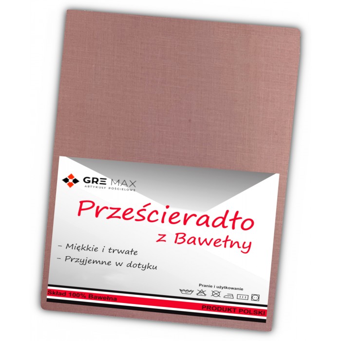 Prześcieradło bawełniane bez gumki 160x200 pudrowe