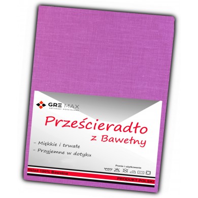 Prześcieradło bawełniane bez gumki 200x220 fioletowe