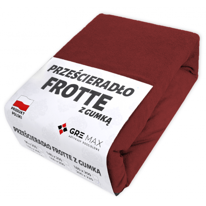 Prześcieradło FROTTE z gumką 140x200 bordowe
