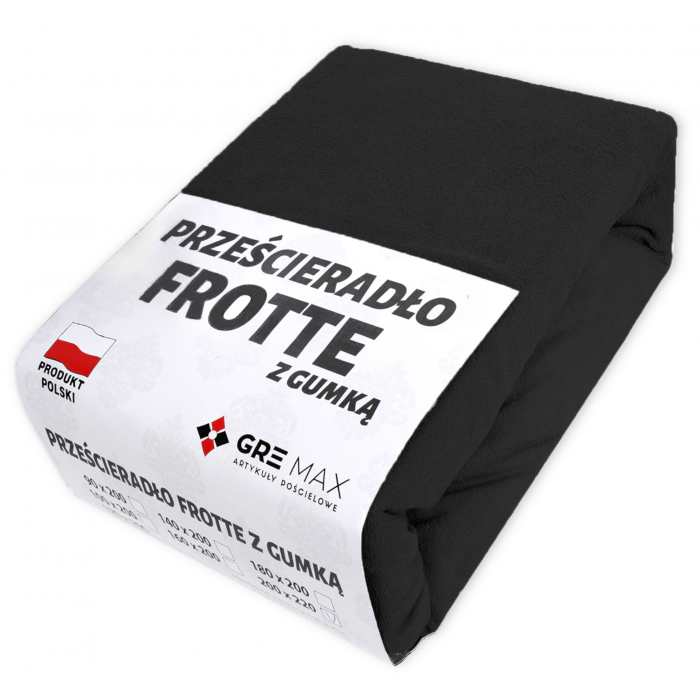 Prześcieradło FROTTE z gumką 220x200 czarne