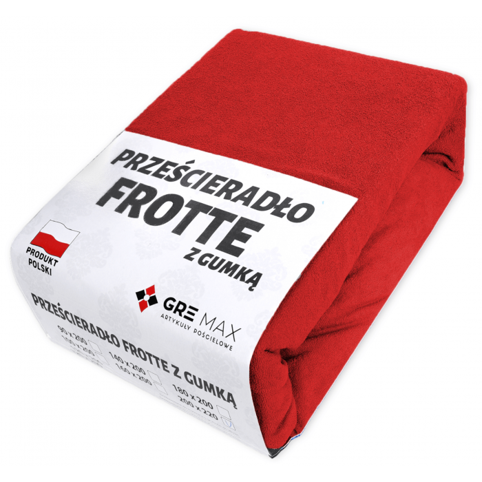 Prześcieradło FROTTE z gumką 160x200 czerwone