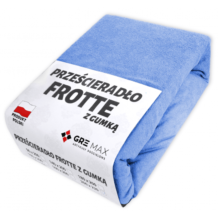 Prześcieradło FROTTE z gumką 180x200 niebieskie